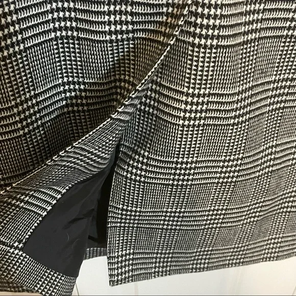 INC Glen Plaid Pea Coat Black White Embellished Small Rose Embroidery - Picture 5 of 12